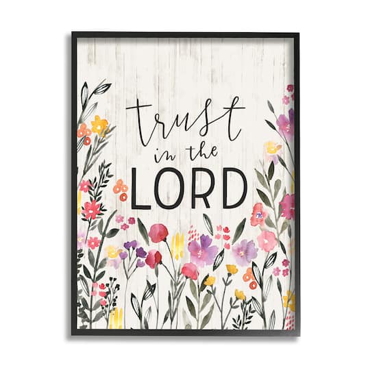 Stupell Industries Trust in the Lord Proverb Spring Watercolor Flowers in Frame Wall Art